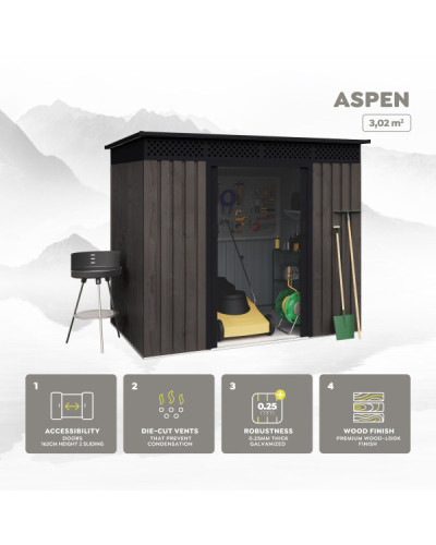 Caseta metal THW Aspen 3,02 m2 Hoggar | Sumiteca