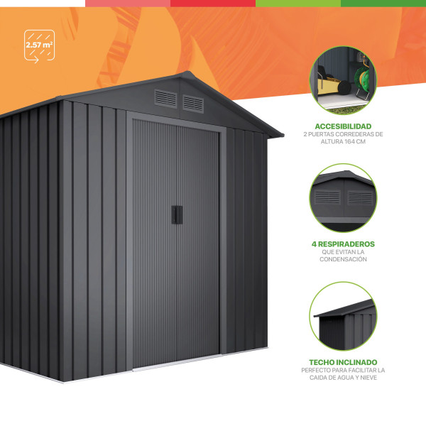 Caseta metal Visby dark 2.57 m2 Hoggar | Sumiteca