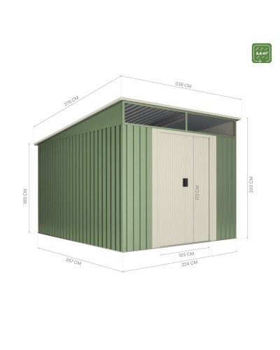 Caseta metal Slevik Leaf 6,6 m2 Hoggar | Sumiteca