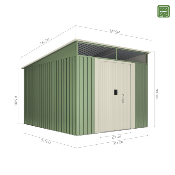 Caseta metal Slevik Leaf 6,6 m2 Hoggar | Sumiteca