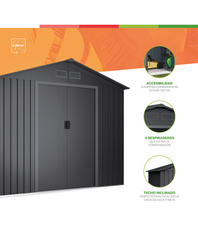 Caseta metal Koppen dark 8.08 m2 Hoggar | Sumiteca
