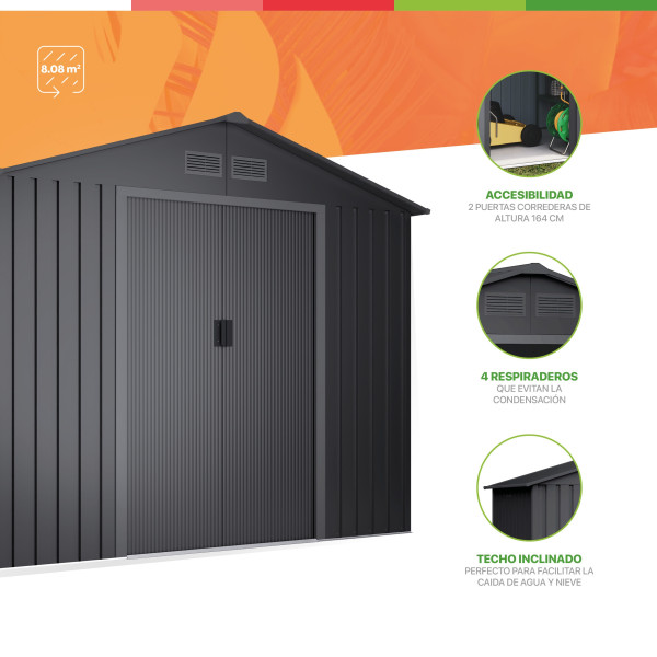 Caseta metal Koppen dark 8.08 m2 Hoggar | Sumiteca