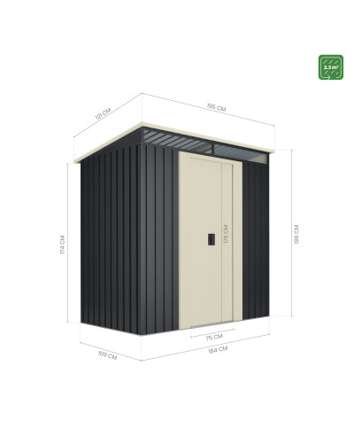 Caseta metal Hofn 2,3 m2 Hoggar | Sumiteca